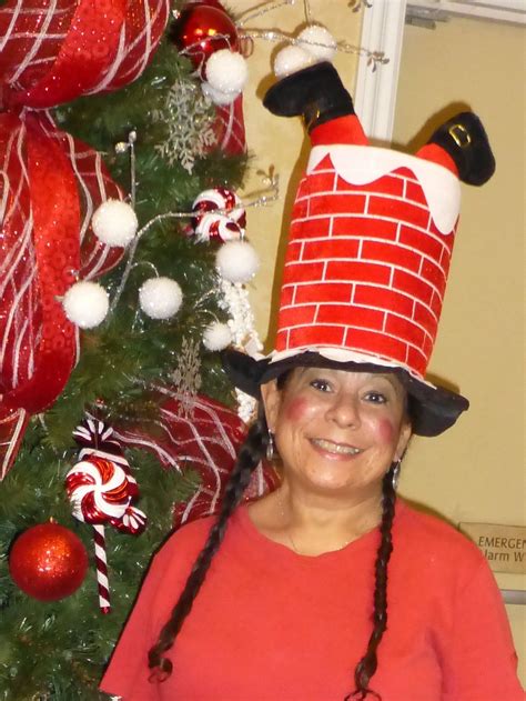 Crazy Hat Contest Santa Falling Down The Chimney Christmas