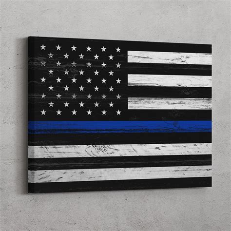 Thin Blue Line Canvas Thin Blue Line Art Usa Flag Thin Etsy