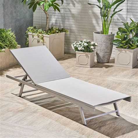 Tristian Outdoor Aluminum And Mesh Chaise Lounge Dark Grey Grey