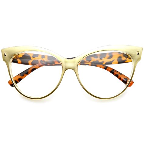 Womens Retro 1950s Cat Eye Clear Lens Glasses Zerouv
