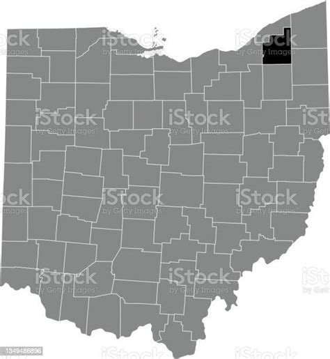 Location Map Of The Geauga County Of Ohio Usa Stock Illustration