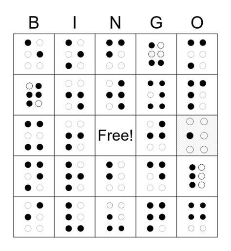 Braille Bingo Alphabet Ws And Punctuation Bingo Card
