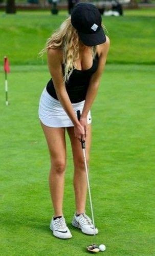 Female Golfer In Black Shirt White Dress Sexy Sports Girls Girls