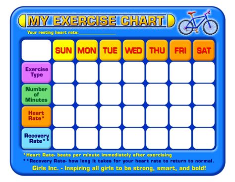 Exercise Chart Printable Charts Templates Forms Pinterest