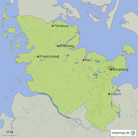 Hier erhalten sie informationen und angebote für den urlaub zwischen den meeren (nordsee / ostsee). StepMap - Schleswig - Holstein - Landkarte für Deutschland