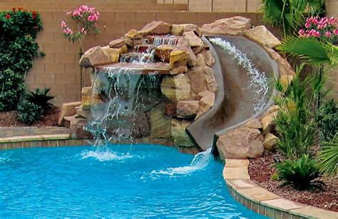 Swimming Pool Rock Slides Photos│ Blue Haven Pools In 2020 Cool