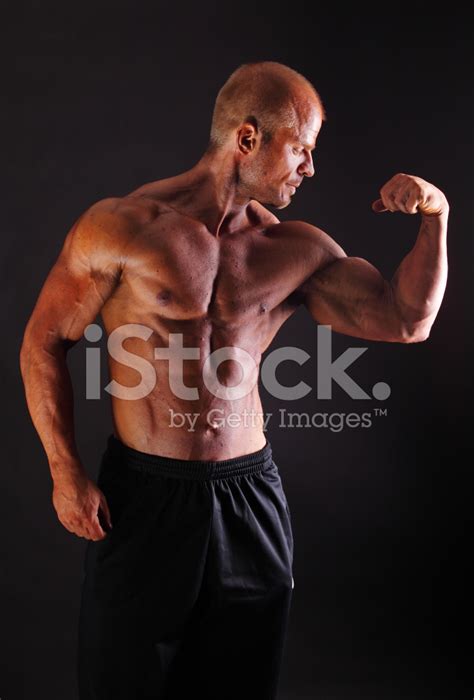 Muscular Bodybuilder Flexing Biceps Stock Photo Royalty Free Freeimages