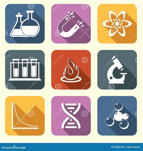 Physics Science Icons Flat Stock Vector Illustration Of Diagram 44203134