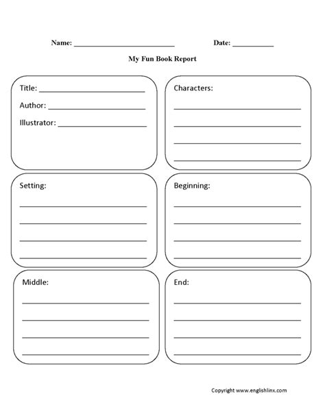 Englishlinx Book Report Worksheets With Book Report Template High