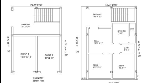 22 × 30 House Plan With Two Shops Youtube