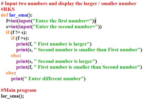 Rks Computer Science Input Two Numbers And Display The Larger