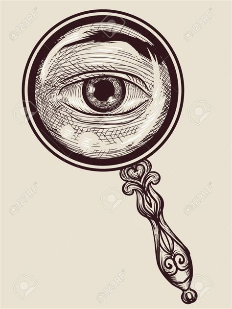 Illustration Of An Eye Peering Behind A Magnifying Glass Drawn Using