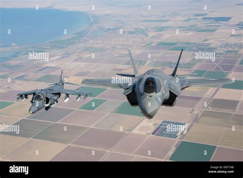 A Us Marine Corps F 35b Lightning Ii Joint Strike Fighter Aircraft And
