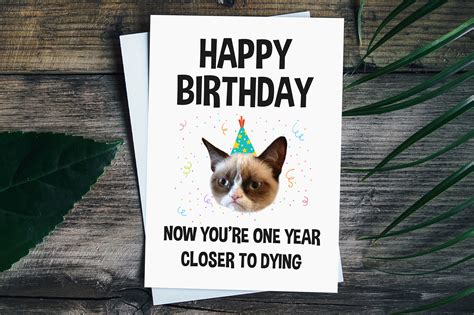 Grumpy Cat Birthday Card Rude Birthday Card Funny Birthday Etsy