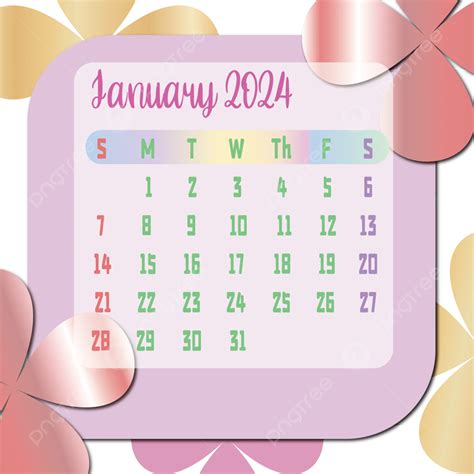 Monthly Planner January 2024 With Beautiful Flower Vector Monthly