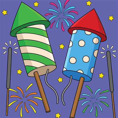 New Years Eve Fireworks Colored Cartoon 13137402 Vector Art At Vecteezy