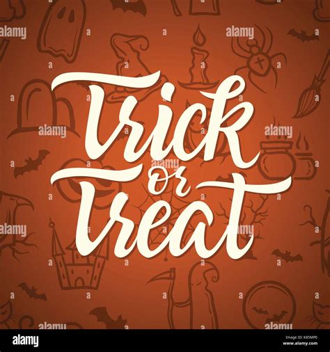 Trick Or Treat Halloween Celebration Poster With Calligraphy Text