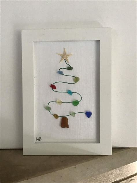 Whimsical Sea Glass Christmas Tree Holiday Picture Etsy Sea Glass Art Diy Glass Art