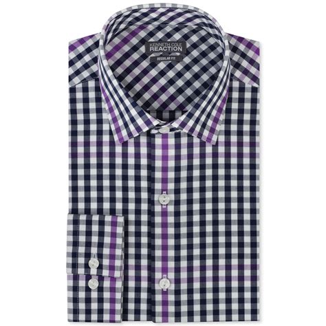 Kenneth Cole Reaction Bold Purple Check Dress Shirt In Purple For Men