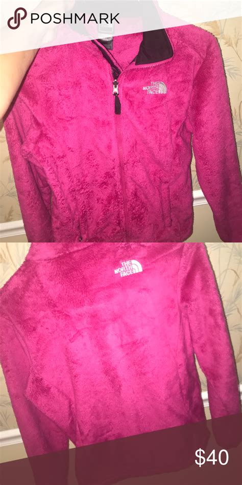 pink fuzzy north face in great condition it is still very fuzzy and vibrant in color the