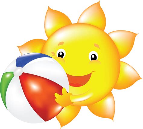 A Cartoon Sun Holding A Beach Ball
