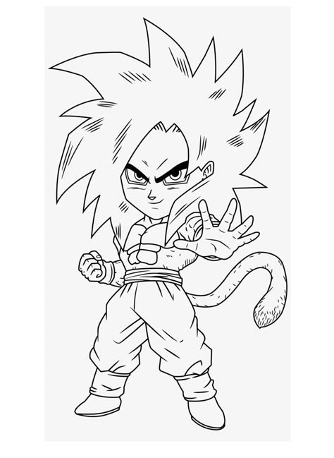 Chibi Goku Super Saiyan Xeno Para Colorear Imprimir E Dibujar