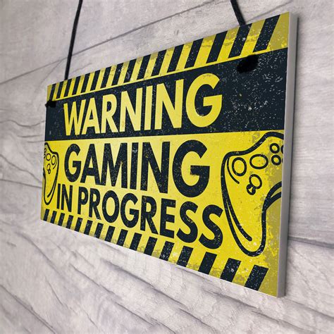 Warning Gaming Door Sign Gamer Ts Gamer Accessories Decor