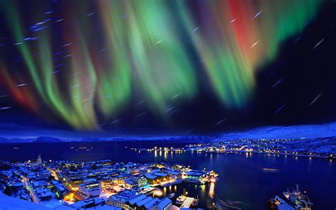 Hd Wallpaper Aurora Borealis Cities Hammerfest Lights Nights