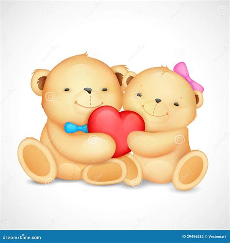 Teddy Bear Couple Hugging Heart Stock Photography Image 29496582