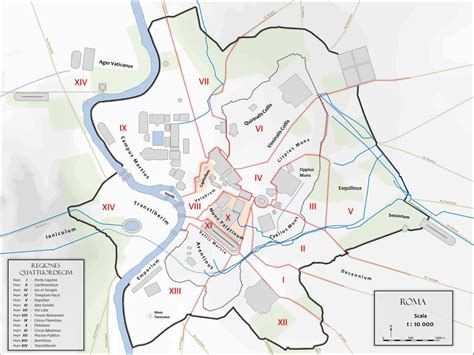 Map Of Ancient Rome With The The City Monuments Ancient Rome Map