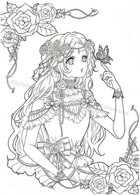 Instant Download Princess Portrait Secret Garden Anime Coloring Book