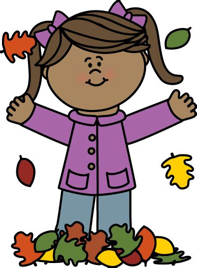 Girl Playing In Leaves Clip Art Girl Playing In Leaves Image Clip