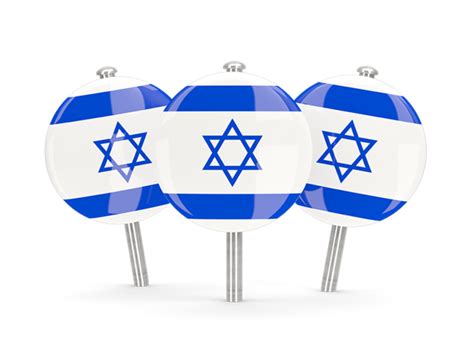 Three Round Pins Illustration Of Flag Of Israel