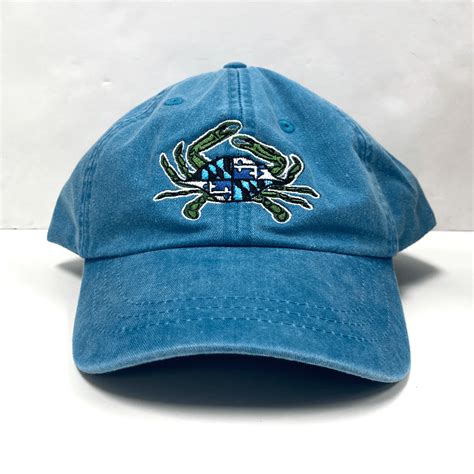 Blue Maryland Flag Crab Teal Baseball Hat Route One Apparel
