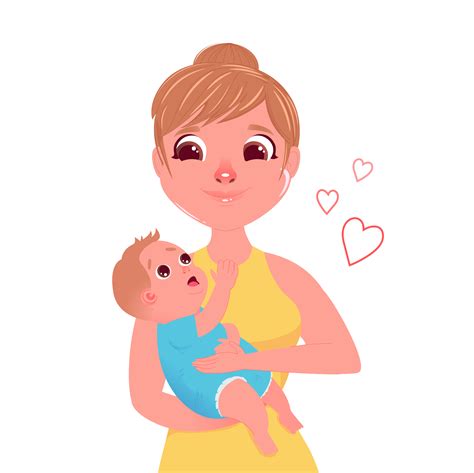 El Personaje De La Madre Con Un Niño Pequeño En Abrazos Amor De Mamá A