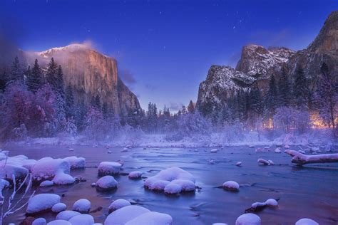 Water Cold Winter Snow Nature Mountains Landscape Yosemite