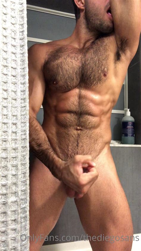 Hairy Chest Famous Gay Porn Star Jerks His Big