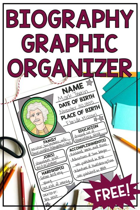 Biography Graphic Organizer Pennant Free Writing Template In 2022