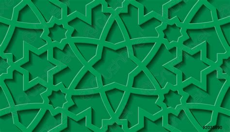 Arabic Seamless Pattern With Classic Islamic Culture Ornament Green