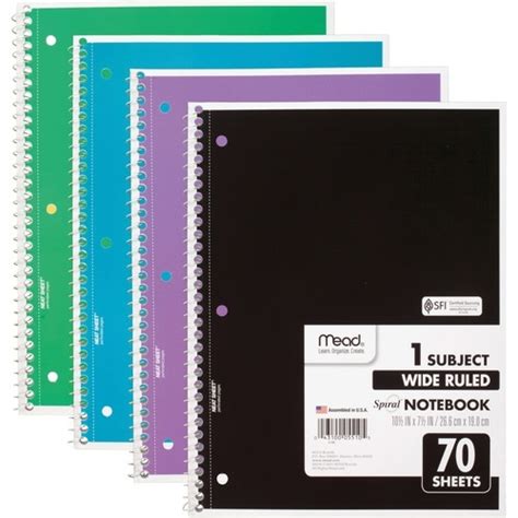 Mead 1 Subject Wide Ruled Spiral Notebook Mea72873