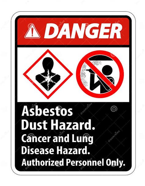 Danger Safety Labelasbestos Dust Hazard Cancer And Lung Disease
