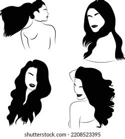 Woman Hairstyle Silhouettes Vector Artwork This Stock Vector Royalty Free