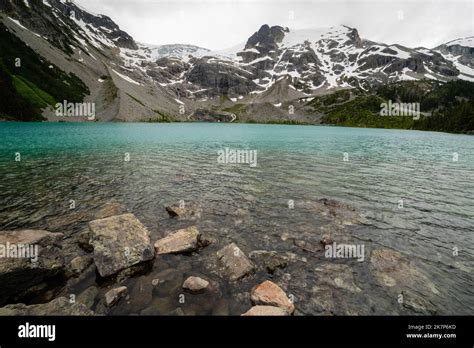 Photograph Of Upper Joffre Lake And Matier Glacier On An Overcast