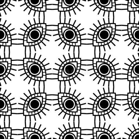 Vector Seamless Pattern With Open Black Eyes Isolated On White