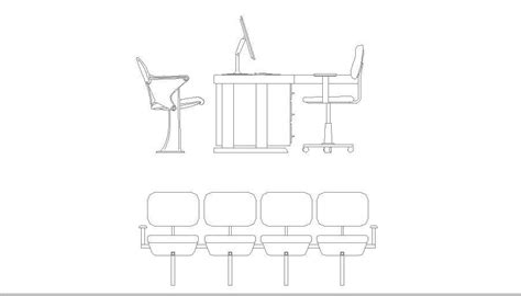 Office Desk And Chair Blocks Elevation Cad Drawing Details Dwg File