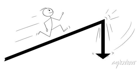 Business Rise And Fall Vector Cartoon Stick Figure Illustration • Wall
