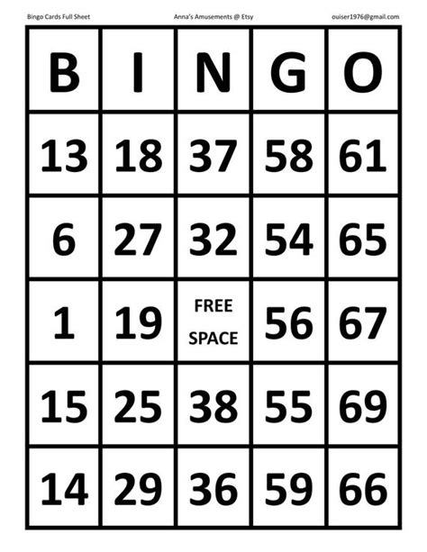 Bingo Sheets Printable