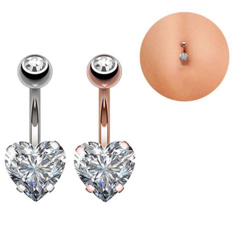 1pc Steel Belly Button Rings Crystal Navel Heart Piercing Navel Sex Body Jewelry Ebay