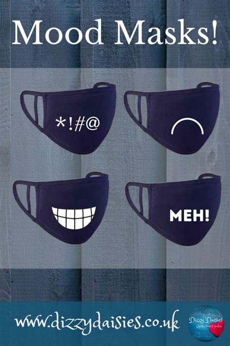 Set Of 4 Mood Face Masks Custom Printed By Dizzy Daisies