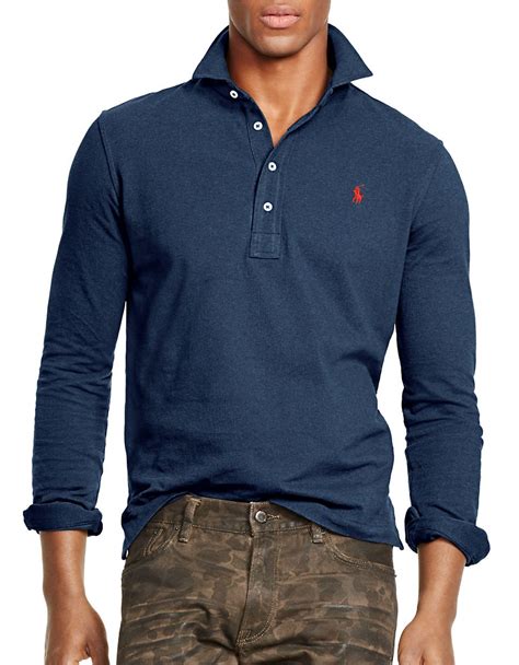 Polo Ralph Lauren Cotton Long Sleeved Mesh Estate Shirt In Blue For Men